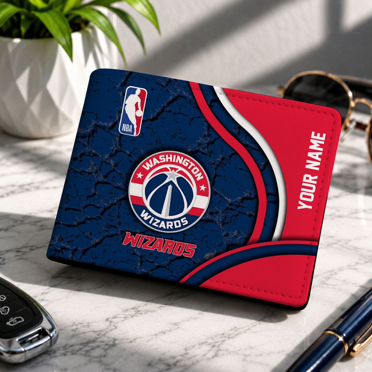 VIRAL EDITION - NEW CUSTOMIZED NBA28 WWI WASHINGTON WIZARDS LEATHER WALLET