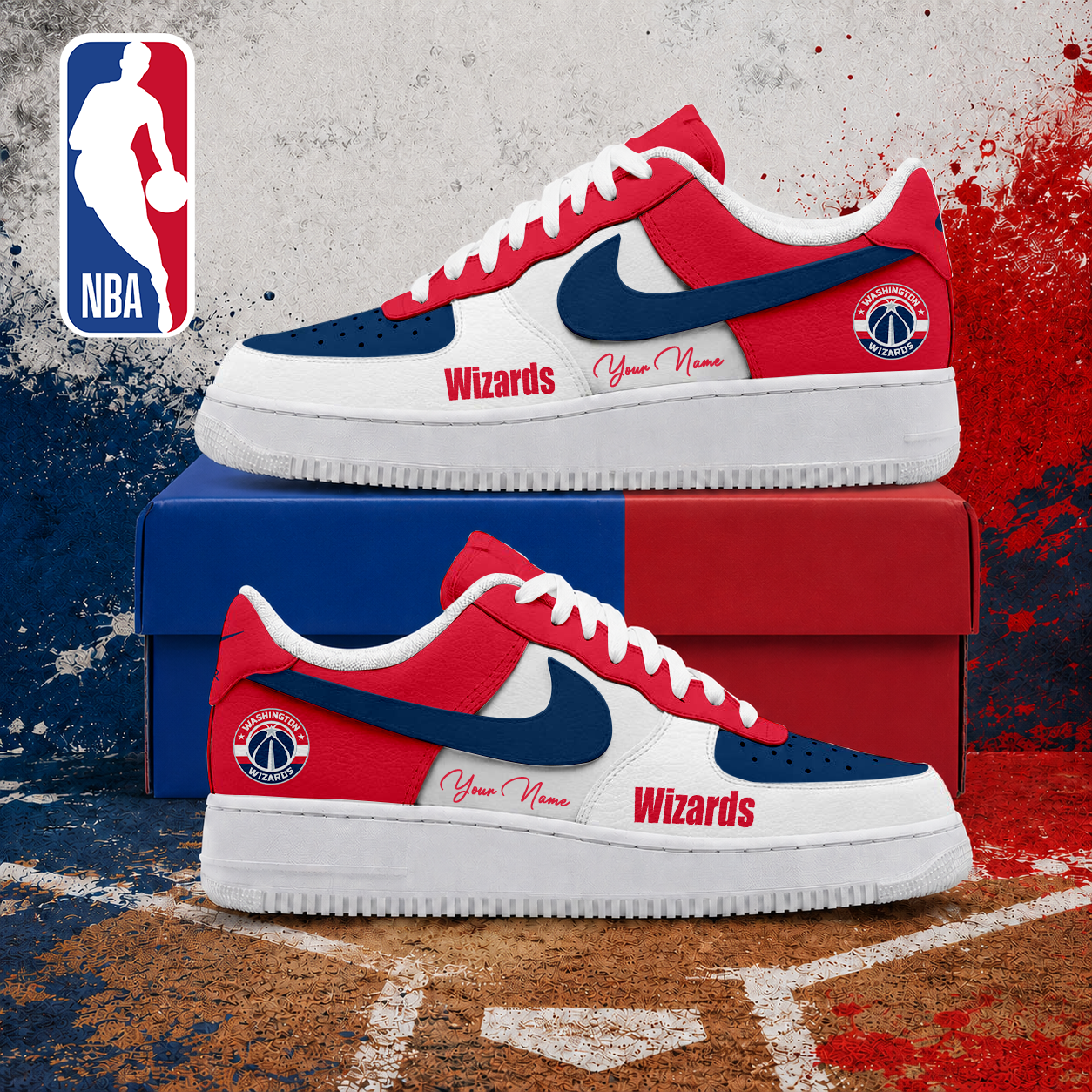 LIMITED EDITION - NEW CUSTOMIZED NBA28 WWI WASHINGTON WIZARDS AF1 SNEAKERS