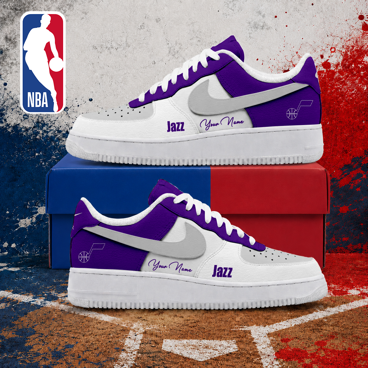 LIMITED EDITION - NEW CUSTOMIZED NBA29 UJZ UTAH JAZZ AF1 SNEAKERS