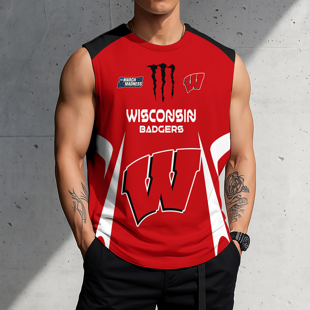 LIMITED DROP - NEW CUSTOMIZED | NCAA MAM29 WSB WS BADGERS MEN'S GYM SHIRT