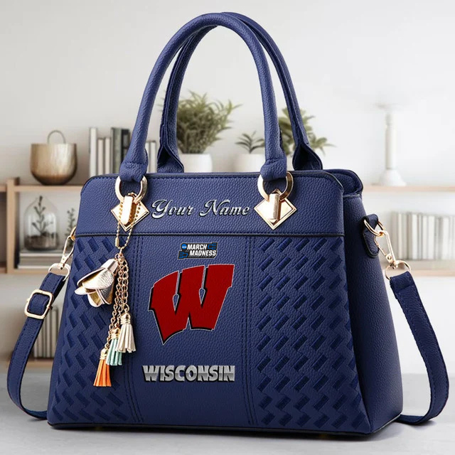 LIMITED EDITION - NEW CUSTOMIZED MAM NCAA29 WSB WS BADGERS ZIP HANDBAG MULTICOLOR