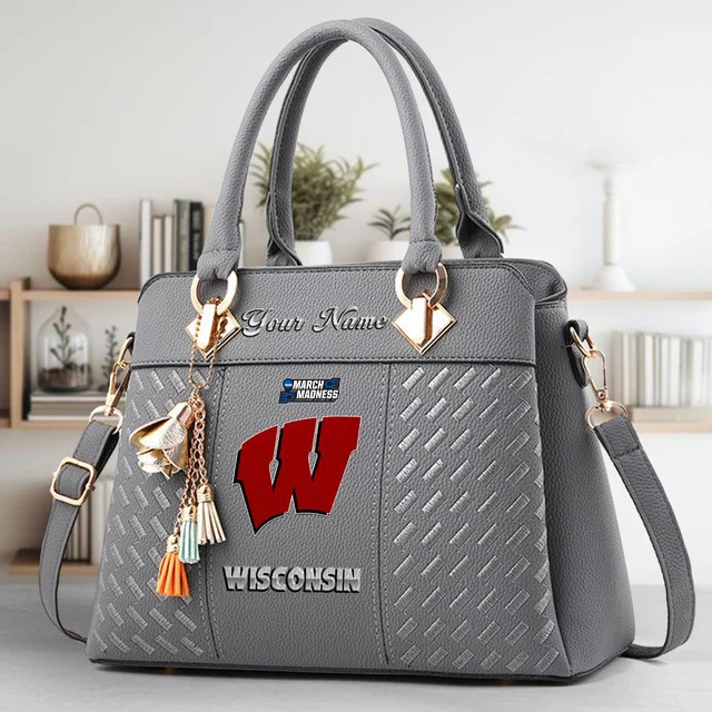 LIMITED EDITION - NEW CUSTOMIZED MAM NCAA29 WSB WS BADGERS ZIP HANDBAG MULTICOLOR