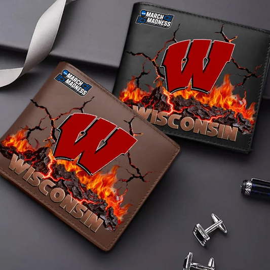 LIMITED EDITION - NEW CUSTOMIZED MAM NCAA29 WSB WS BADGERS LEATHER WALLET