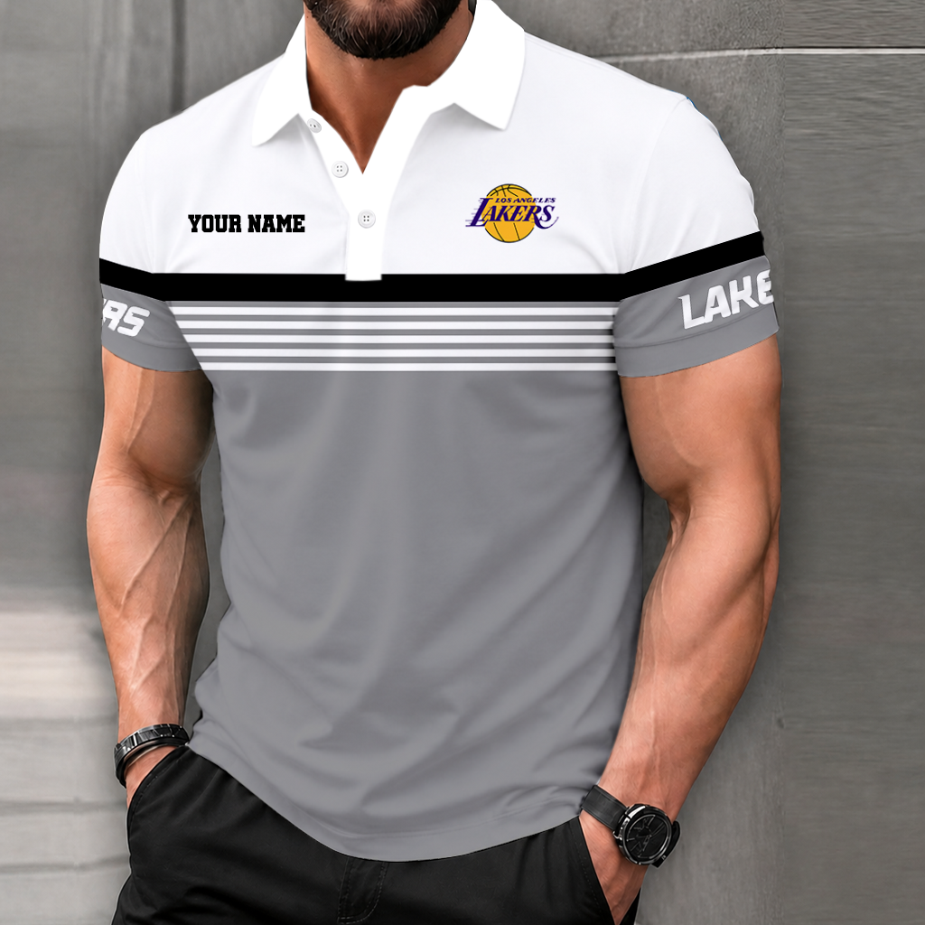 LIMITED EDITION - NEW CUSTOMIZED NBA09 LLA LOS ANGELES LAKERS POLO SHIRT
