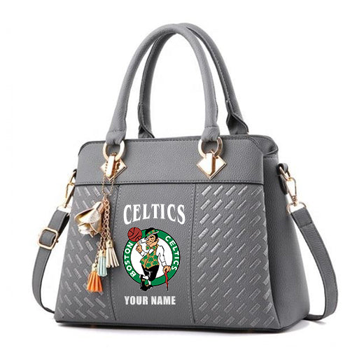 LIMITED EDITION - NEW CUSTOMIZED NBA03 BCE BOSTON CELTICS ZIP HANDBAG MULTICOLOR