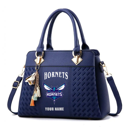 LIMITED EDITION - NEW CUSTOMIZED NBA27 CHO CHARLOTTE HORNETS ZIP HANDBAG MULTICOLOR