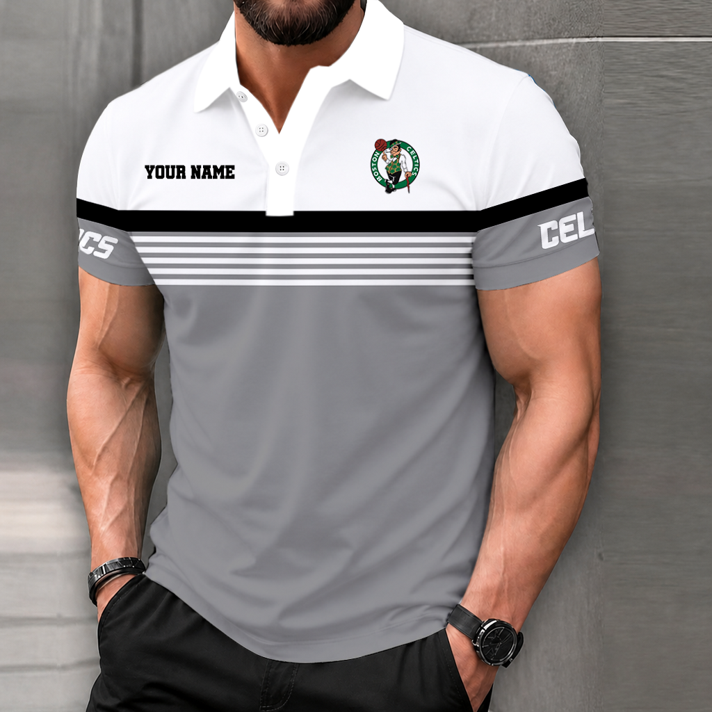 LIMITED EDITION - NEW CUSTOMIZED NBA03 BCE BOSTON CELTICS POLO SHIRT