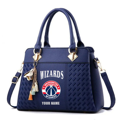 LIMITED EDITION - NEW CUSTOMIZED NBA28 WWI WASHINGTON WIZARDS ZIP HANDBAG MULTICOLOR