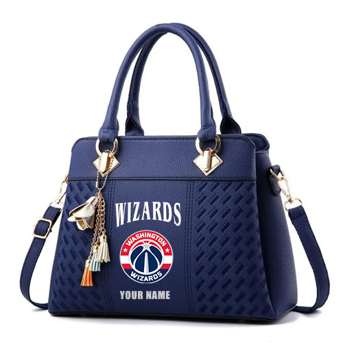 LIMITED EDITION - NEW CUSTOMIZED NBA28 WWI WASHINGTON WIZARDS ZIP HANDBAG MULTICOLOR