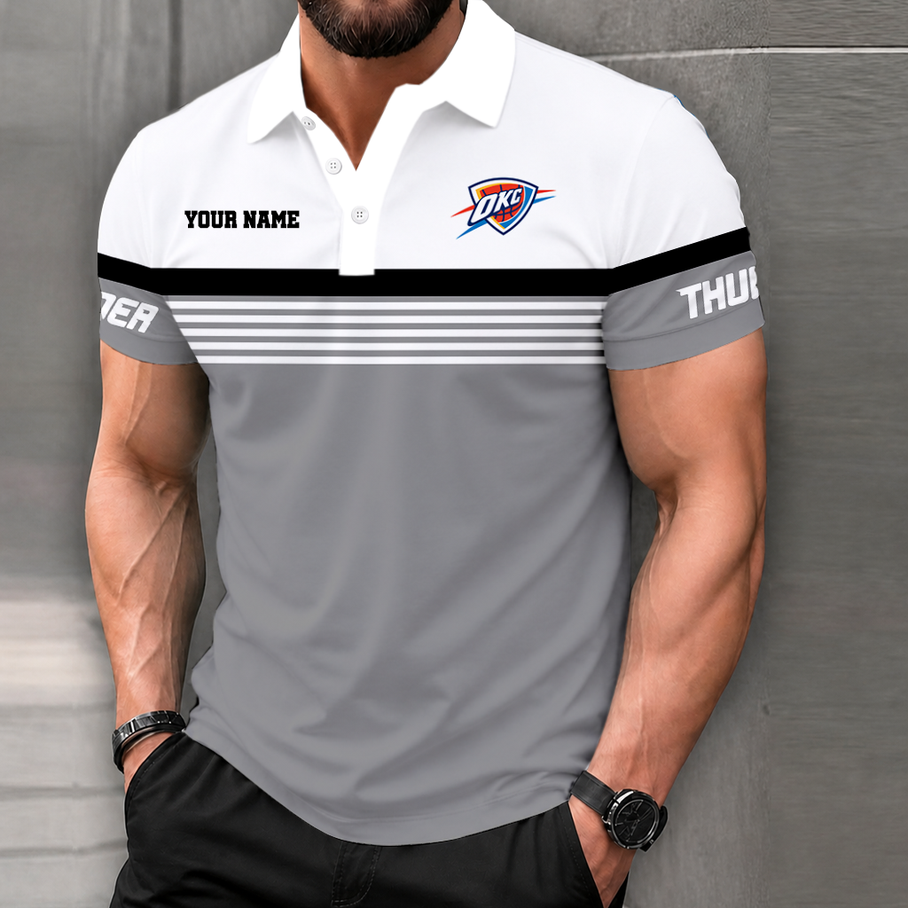 LIMITED EDITION - NEW CUSTOMIZED NBA01 OCT OKLAHOMA CITY THUNDER POLO SHIRT