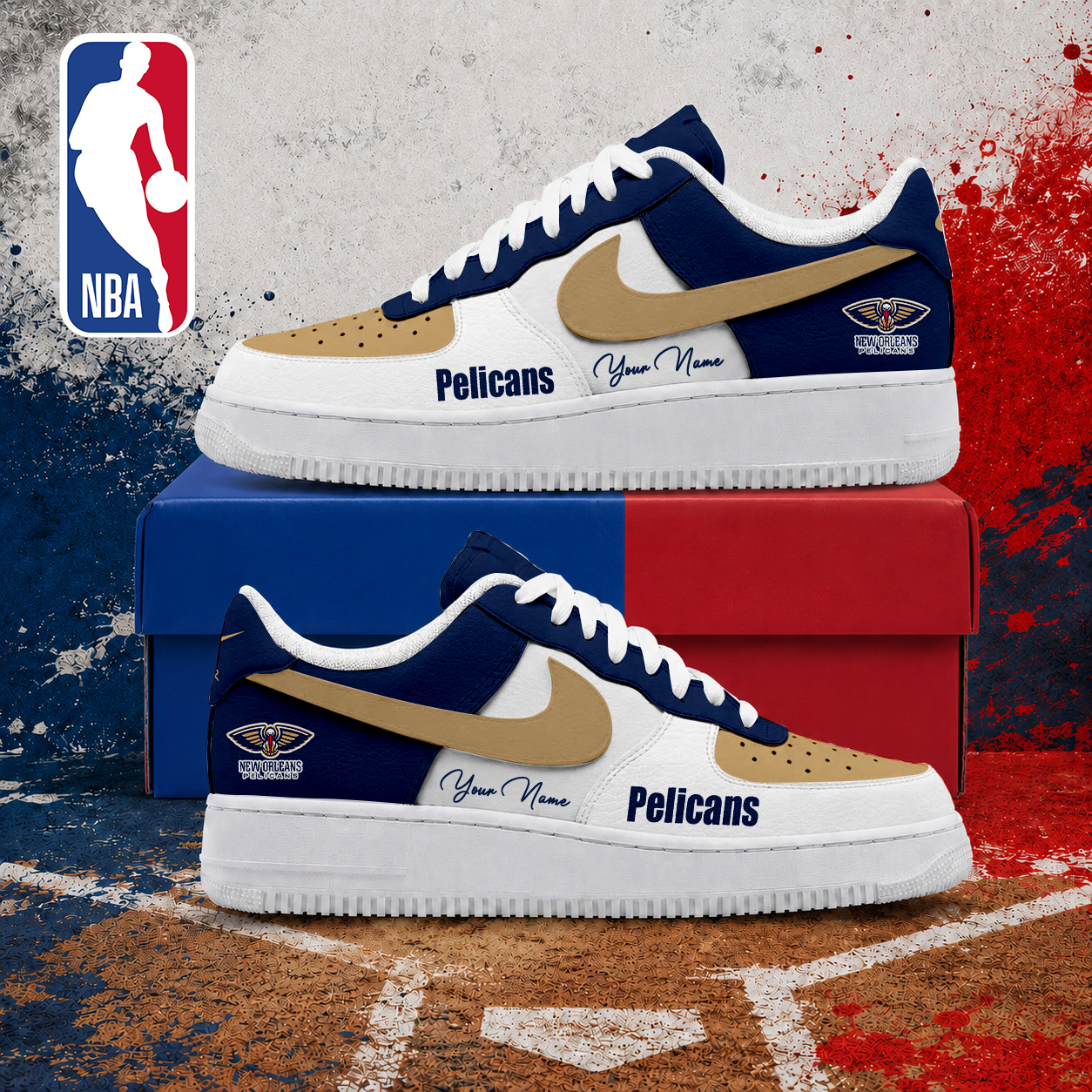 LIMITED EDITION - NEW CUSTOMIZED NBA30 NOP NEW ORLEANS PELICANS AF1 SNEAKERS