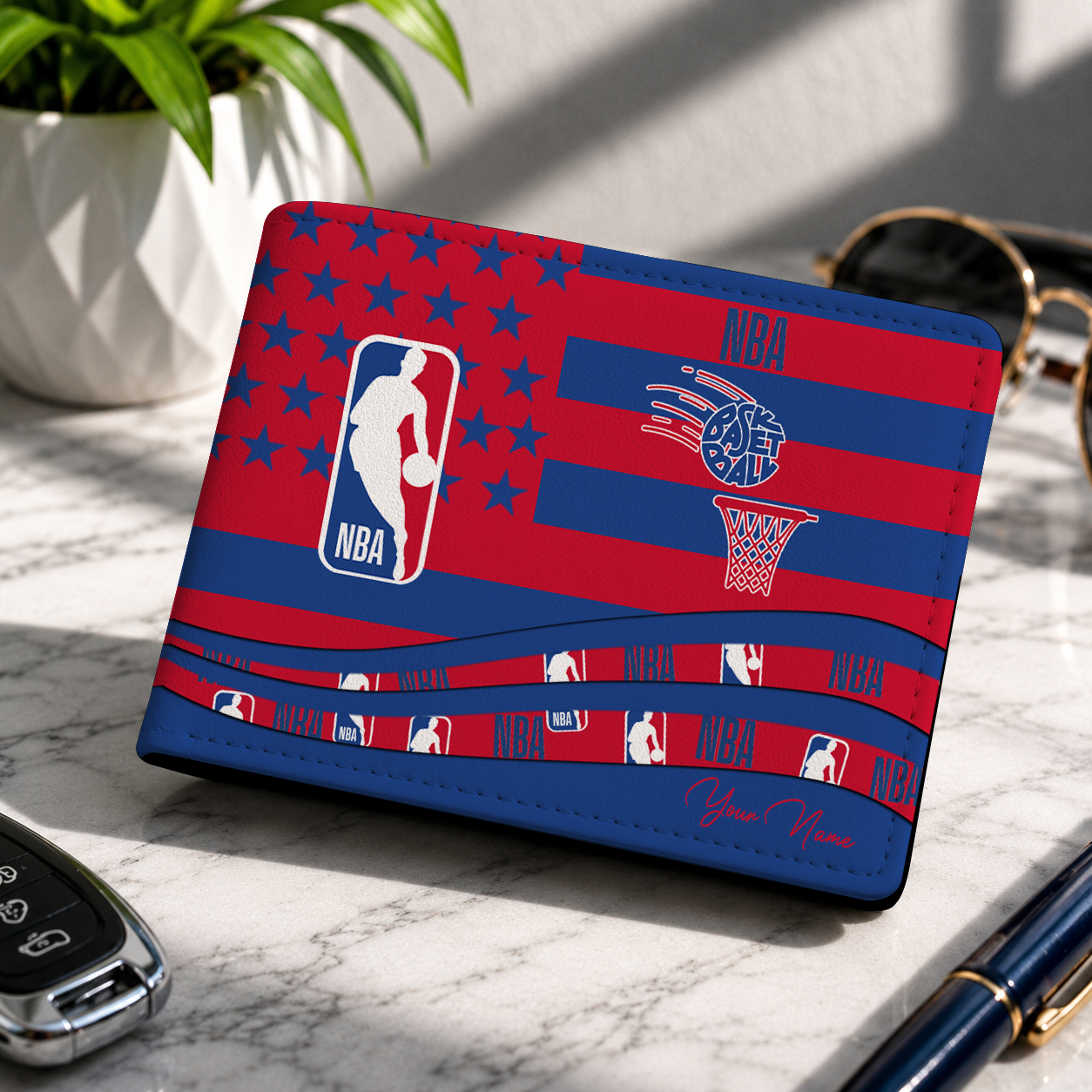 LIMITED EDITION - NEW CUSTOMIZED NBA31 NATIONAL BASKETBALL ASSOCIATION LEATHER WALLET