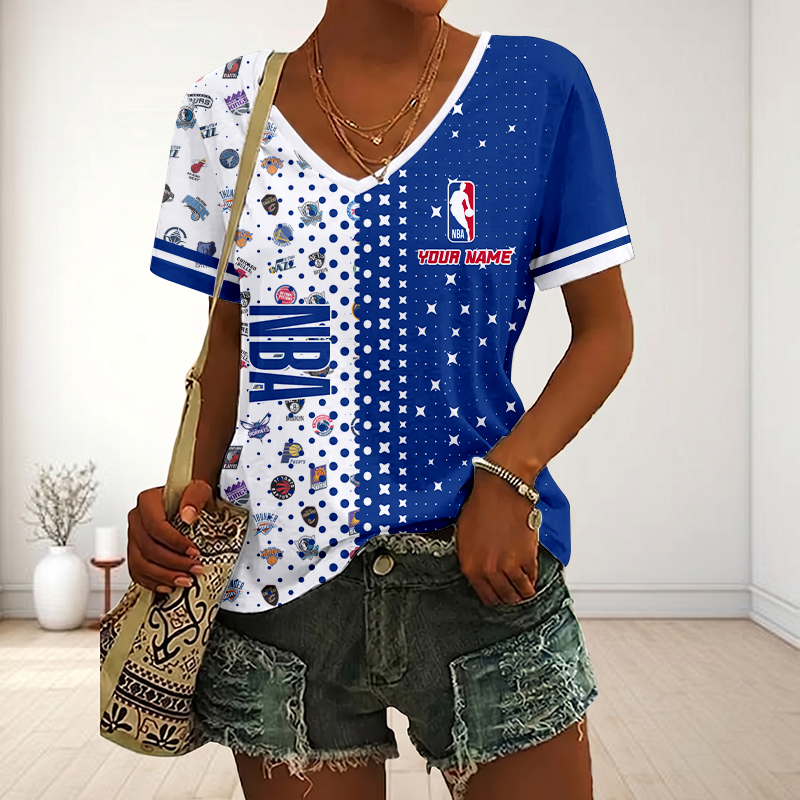 LIMITED EDITION - NEW CUSTOMIZED NBA32 NBA ALL TEAMS V-NECK FEMALE SHIRT