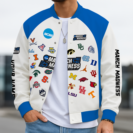 LIMITED EDITION - NEW CUSTOMIZED NCAA MAM32 BKM MAM ALL TEAMS BASEBALL JACKET, SATIN VARSITY JACKET