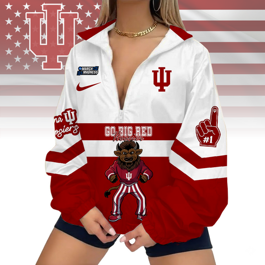 LIMITED EDITION - NEW CUSTOMIZED MAM NCAA03 IDH ID HOOSIERS V-NECK ZIPPER SWEATSHIRT JACKET