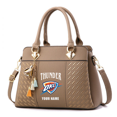 LIMITED EDITION - NEW CUSTOMIZED NBA01 OCT OKLAHOMA CITY THUNDER ZIP HANDBAG MULTICOLOR