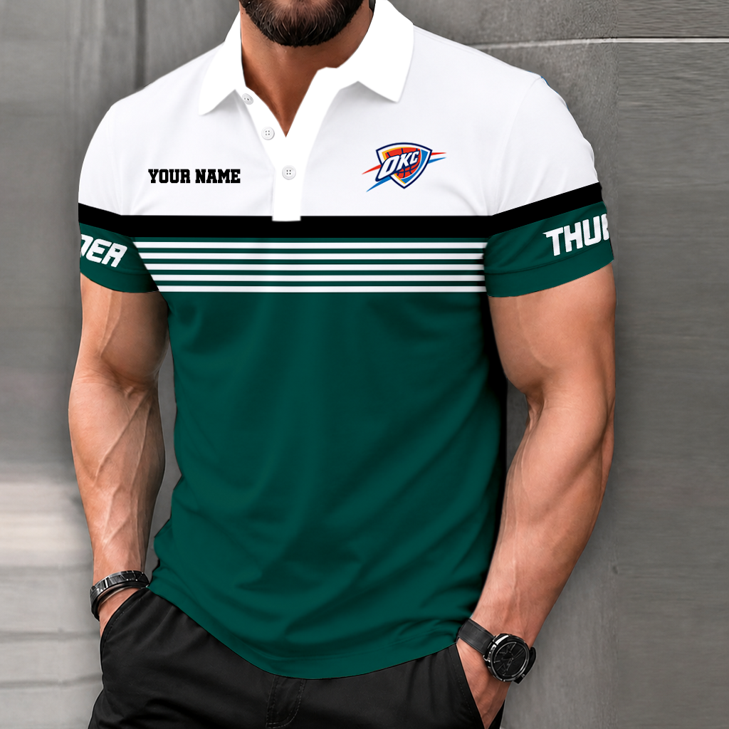LIMITED EDITION - NEW CUSTOMIZED NBA01 OCT OKLAHOMA CITY THUNDER POLO SHIRT