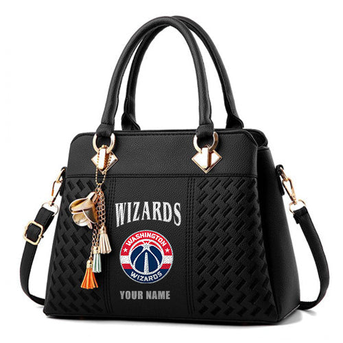 LIMITED EDITION - NEW CUSTOMIZED NBA28 WWI WASHINGTON WIZARDS ZIP HANDBAG MULTICOLOR