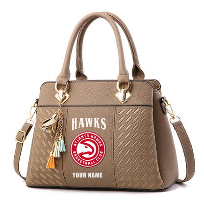 LIMITED EDITION - NEW CUSTOMIZED NBA17 AHA ATLANTA HAWKS ZIP HANDBAG MULTICOLOR