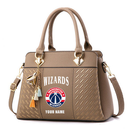 LIMITED EDITION - NEW CUSTOMIZED NBA28 WWI WASHINGTON WIZARDS ZIP HANDBAG MULTICOLOR