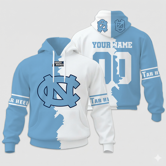 LIMITED EDITION - NEW CUSTOMIZED NCAA MAM05 NTH NC TAR HEELS UNISEX HOODIE & ZIP HOODIE