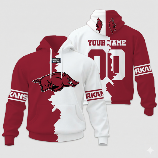 LIMITED EDITION - NEW CUSTOMIZED NCAA MAM06 AKR AK RAZORBACKS UNISEX HOODIE & ZIP HOODIE