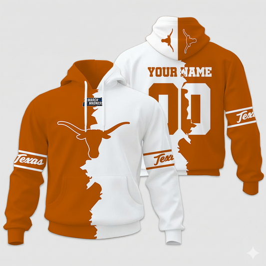 LIMITED EDITION - NEW CUSTOMIZED NCAA MAM08 TXL TX LONGHORNS UNISEX HOODIE & ZIP HOODIE