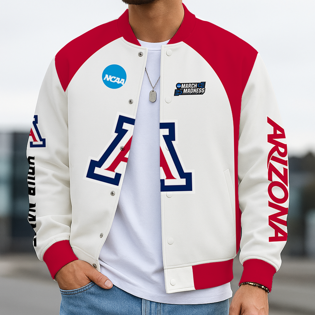 LIMITED EDITION - NEW CUSTOMIZED NCAA MAM09 ARW ARIZONA WILDCATS BASEBALL JACKET, SATIN VARSITY JACKET