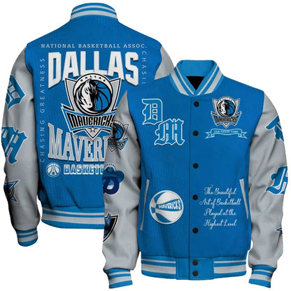 LIMITED EDITION - NEW CUSTOMIZED NBA18 DMA DALLAS MAVERICKS BASEBALL JACKET, SATIN VARSITY JACKET