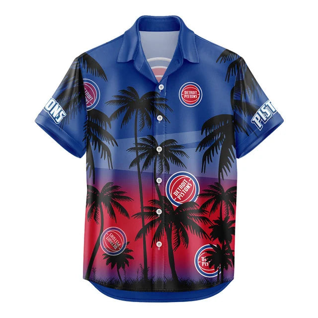 LIMITED EDITION - NEW CUSTOMIZED NBA14 DPI DETROIT PISTONS UNISEX HAWAIIAN SHIRT & SHORTS SET