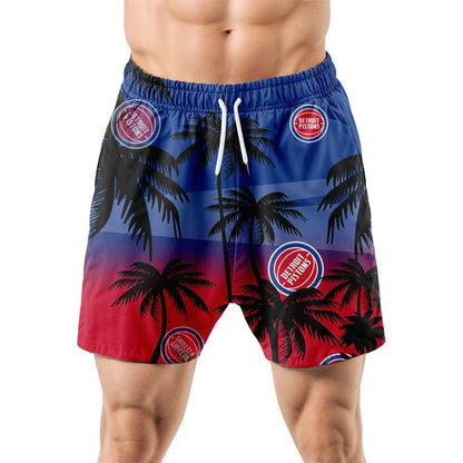 LIMITED EDITION - NEW CUSTOMIZED NBA14 DPI DETROIT PISTONS UNISEX HAWAIIAN SHIRT & SHORTS SET