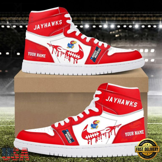 LIMITED EDITION - NEW CUSTOMIZED NCAA01 MAM KSJ KS JAYHAWKS AIR JORDAN SHOES