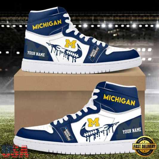 LIMITED EDITION - NEW CUSTOMIZED NCAA02 MAM MIW MI WOLVERINES AIR JORDAN SHOES