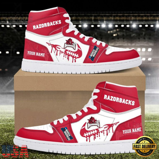 LIMITED EDITION - NEW CUSTOMIZED NCAA06 MAM AKR AK RAZORBACKS AIR JORDAN SHOES