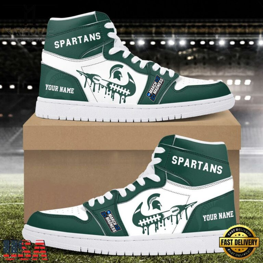 LIMITED EDITION - NEW CUSTOMIZED NCAA07 MAM MSS MS SPARTANS AIR JORDAN SHOES