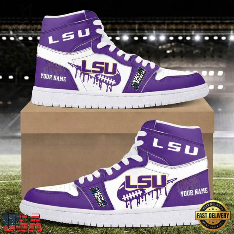LIMITED EDITION - NEW CUSTOMIZED NCAA13 MAM LST LSU TIGERS AIR JORDAN SHOES
