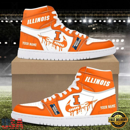 LIMITED EDITION - NEW CUSTOMIZED NCAA15 MAM IFI IL FIGHTING ILLINI AIR JORDAN SHOES