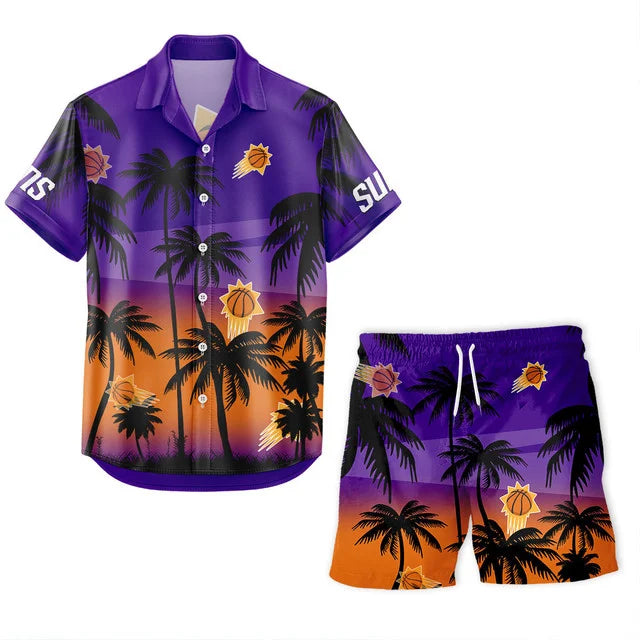 LIMITED EDITION - NEW CUSTOMIZED NBA21 PSU PHOENIX SUNS UNISEX HAWAIIAN SHIRT & SHORTS SET