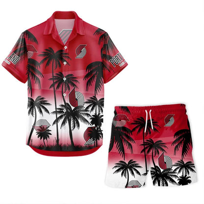LIMITED EDITION - NEW CUSTOMIZED NBA22 PTB PORTLAND TRAIL BLAZERS UNISEX HAWAIIAN SHIRT & SHORTS SET