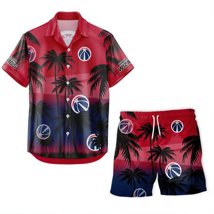 LIMITED EDITION - NEW CUSTOMIZED NBA28 WWI WASHINGTON WIZARDS UNISEX HAWAIIAN SHIRT & SHORTS SET